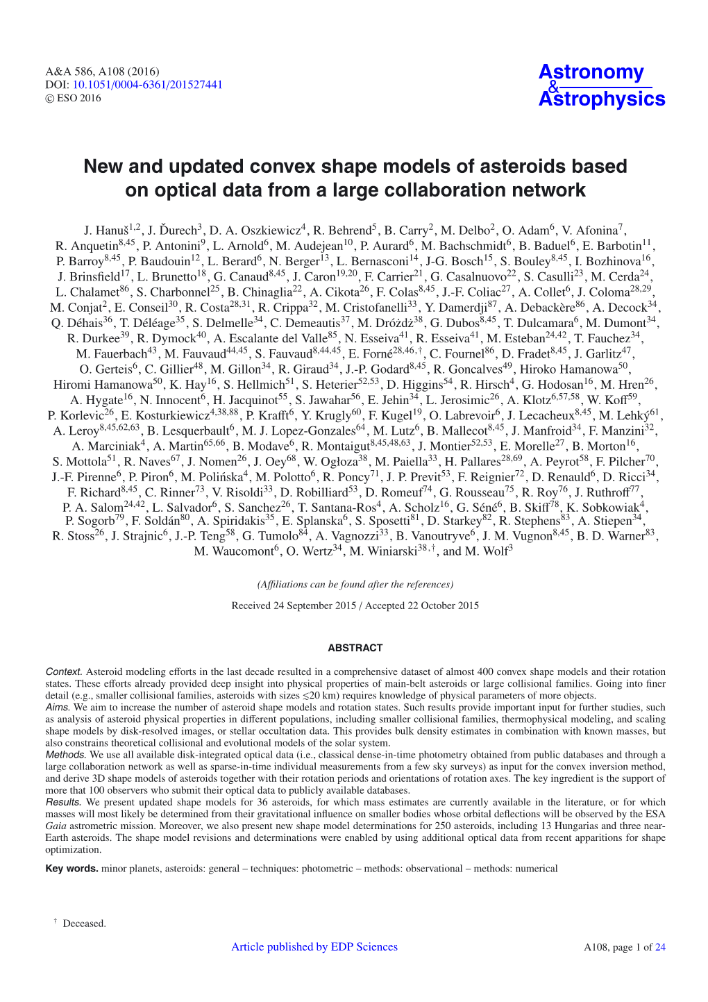 New and Updated Convex Shape Models of Asteroids Based on Optical Data from a Large Collaboration Network