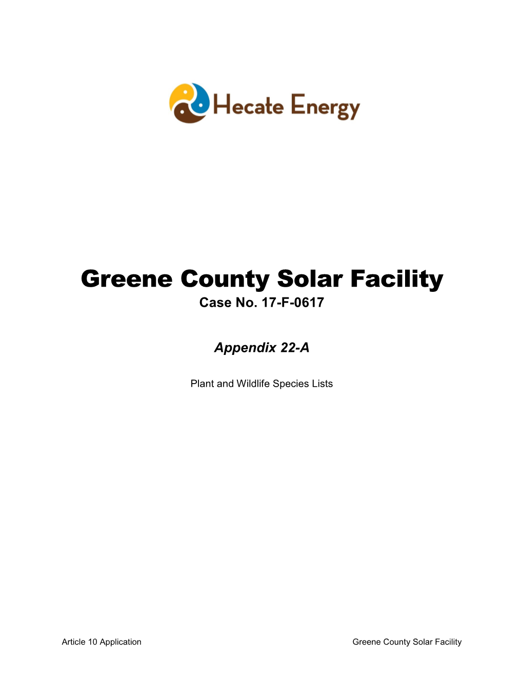 Greene County Solar Facility Case No
