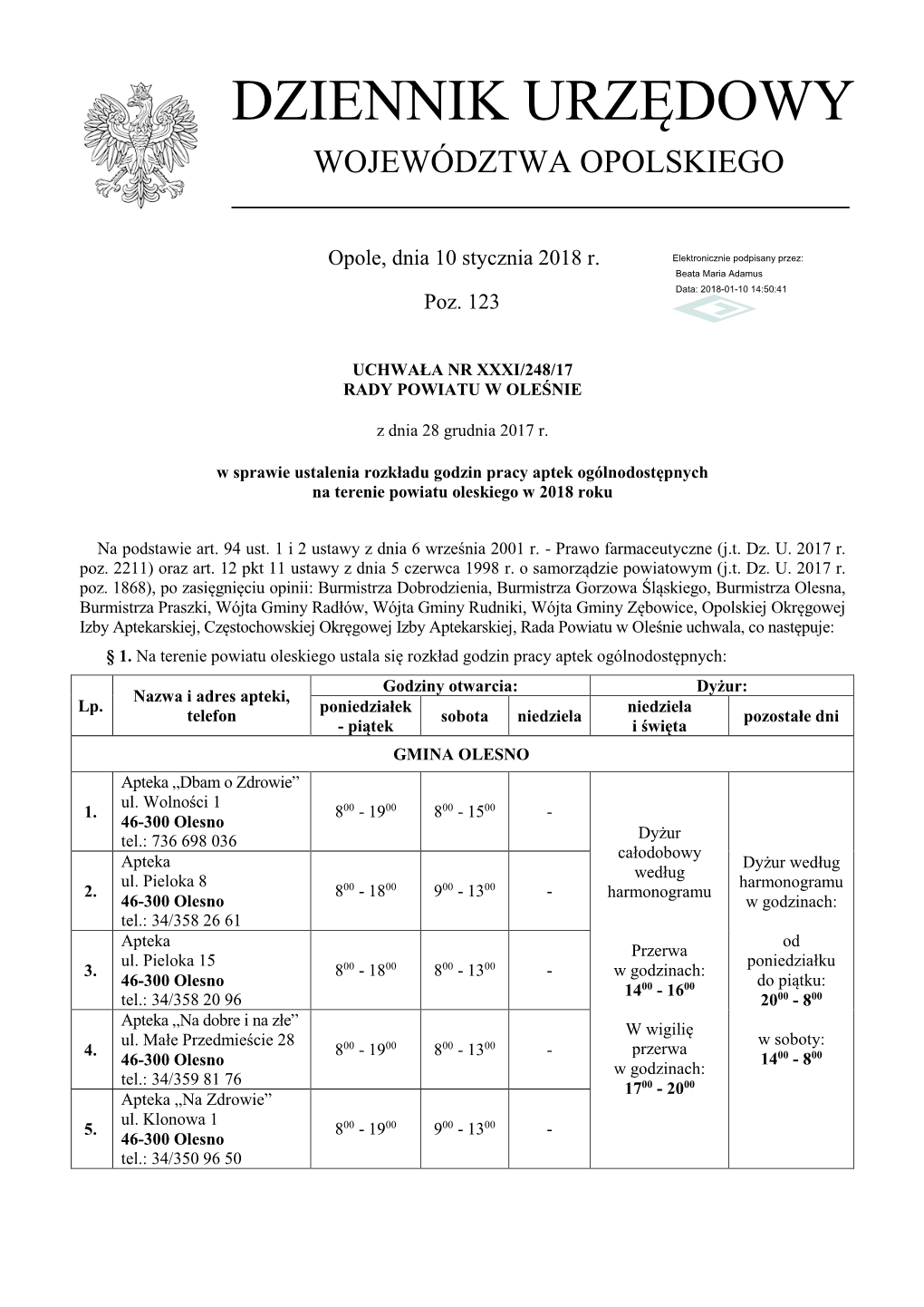 Uchwała Nr XXXI/248/17 Z Dnia 28 Grudnia 2017 R