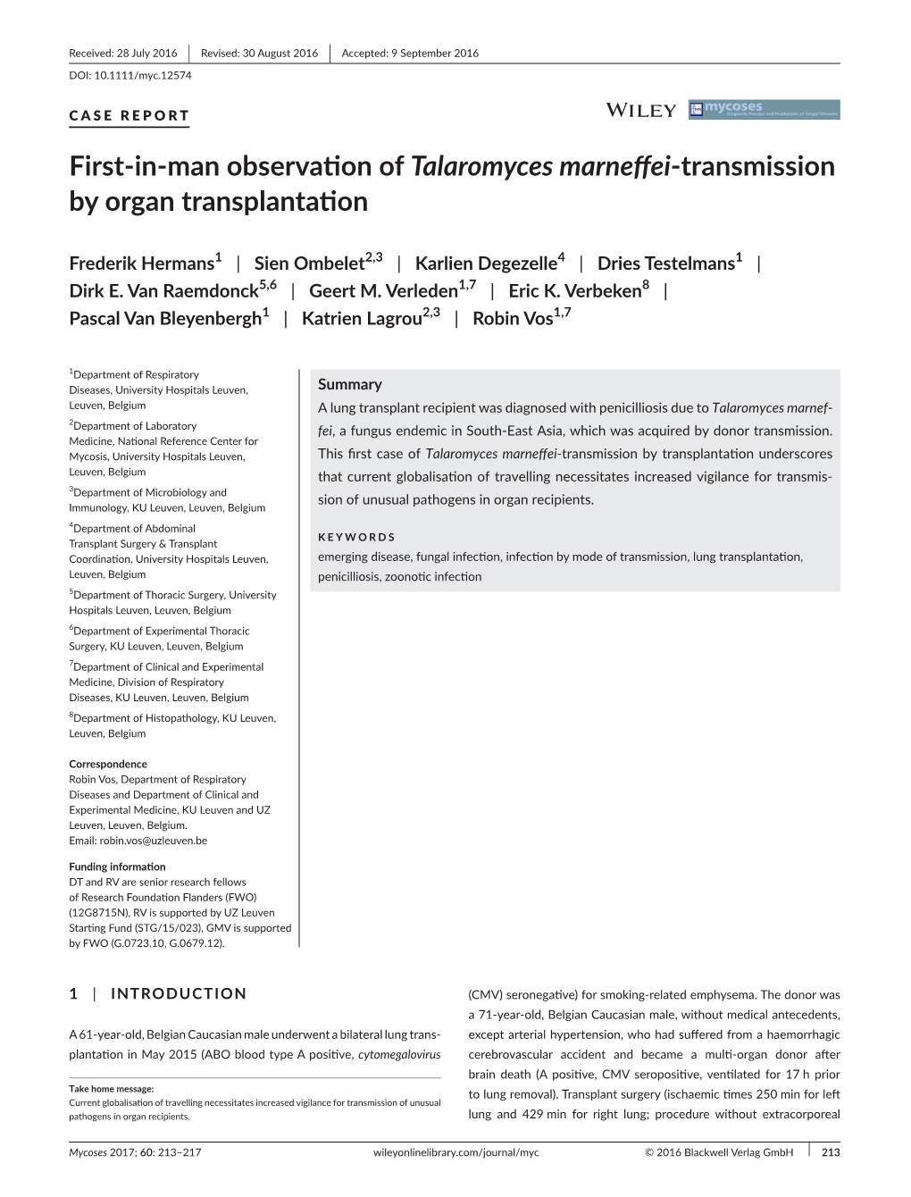 Man Observation of Talaromyces Marneffei‐