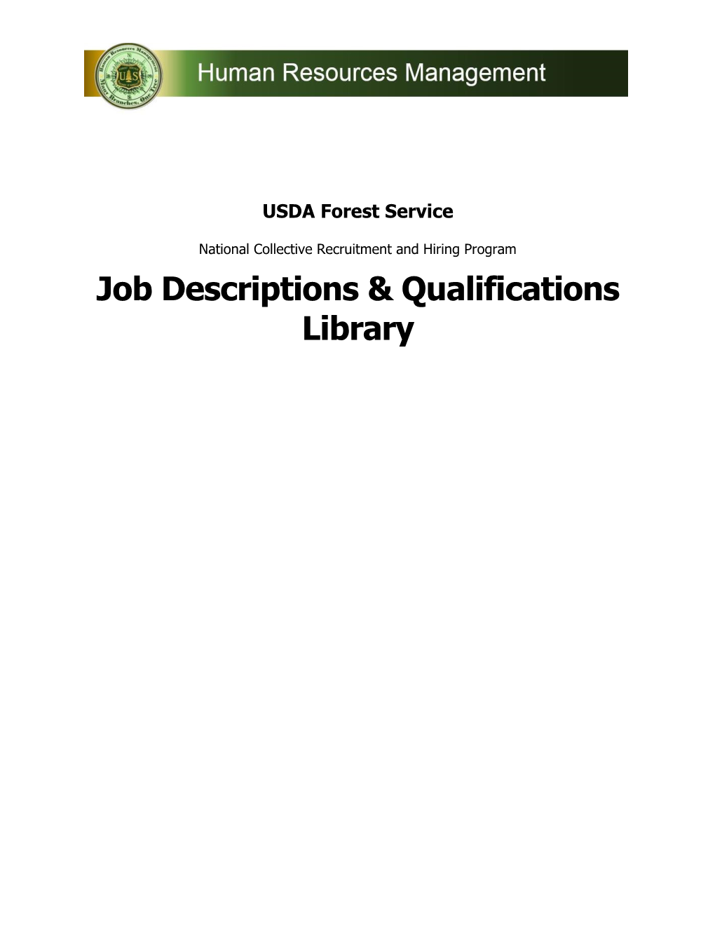 Job Descriptions & Qualifications Library