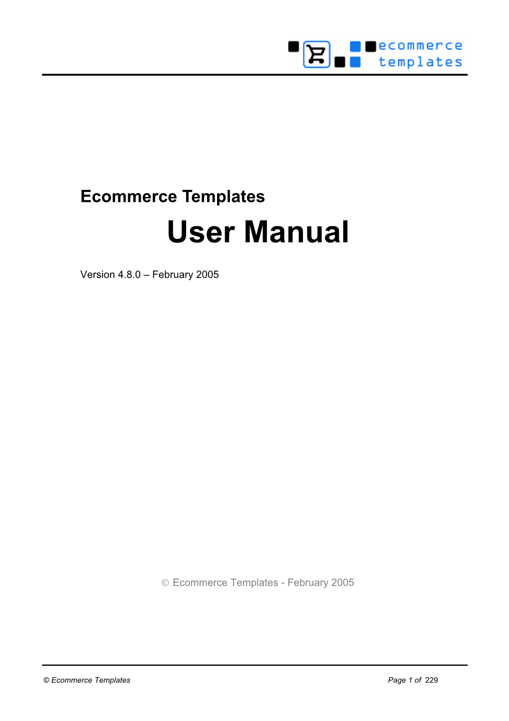 Ecommerce Templates User Manual