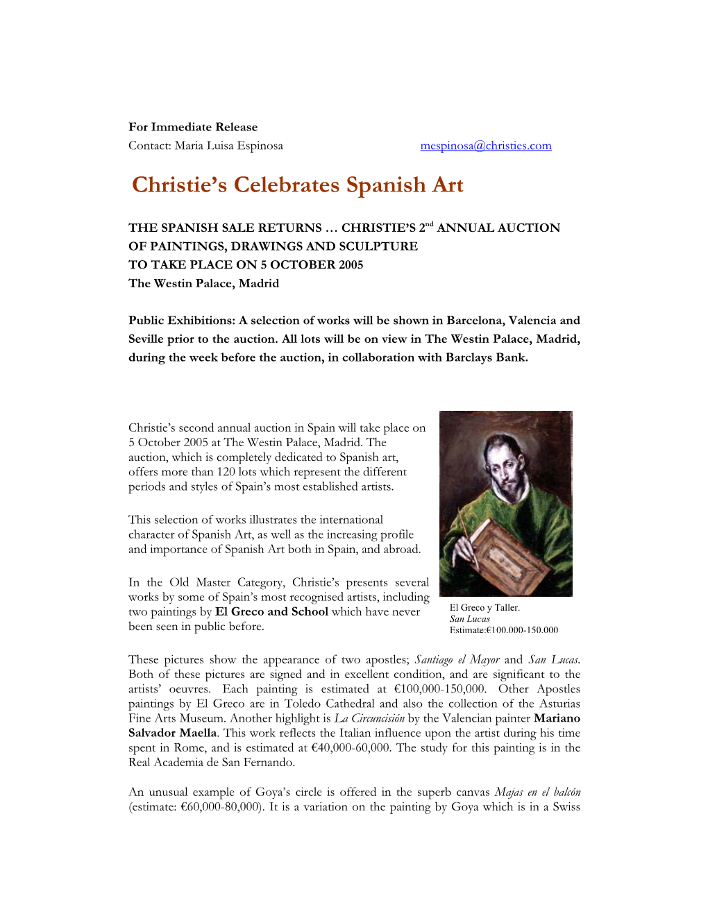 Christie's Celebrates Spanish