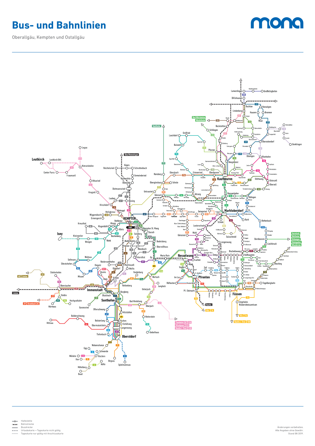 Bus- Und Bahnlinien Oberallgäu, Kempten Und Ostallgäu