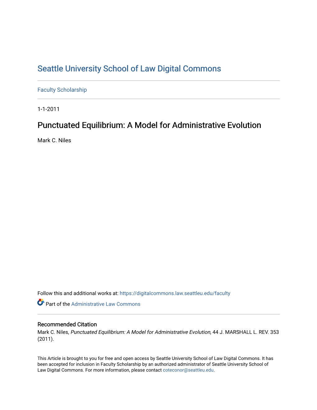 Punctuated Equilibrium: a Model for Administrative Evolution