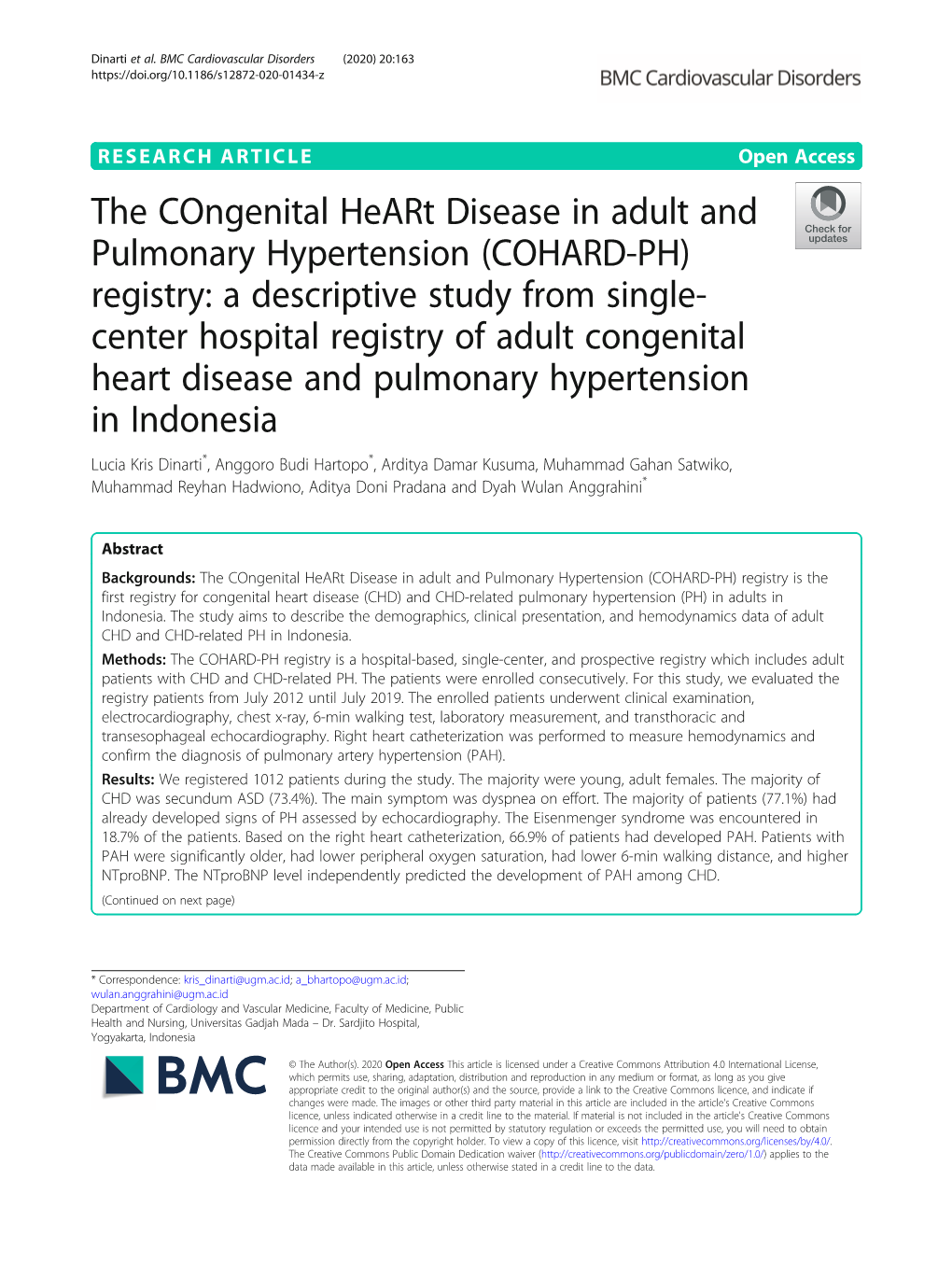 The Congenital Heart Disease in Adult and Pulmonary Hypertension