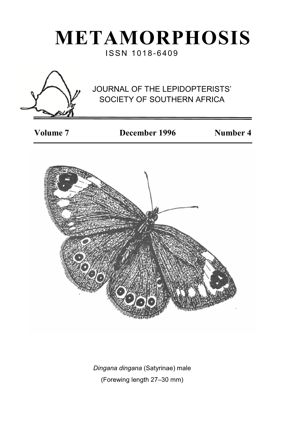 Metamorphosis Issn 1018- 6409