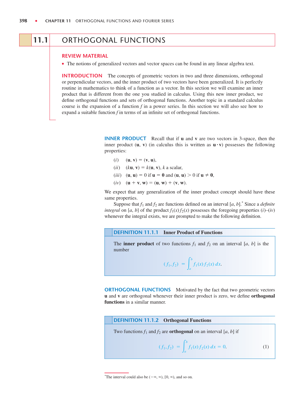 Orthogonal Functions 11.1