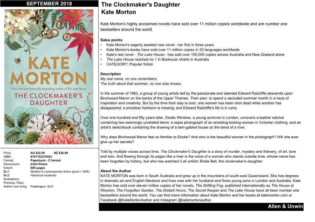 The Clockmaker's Daughter Kate Morton