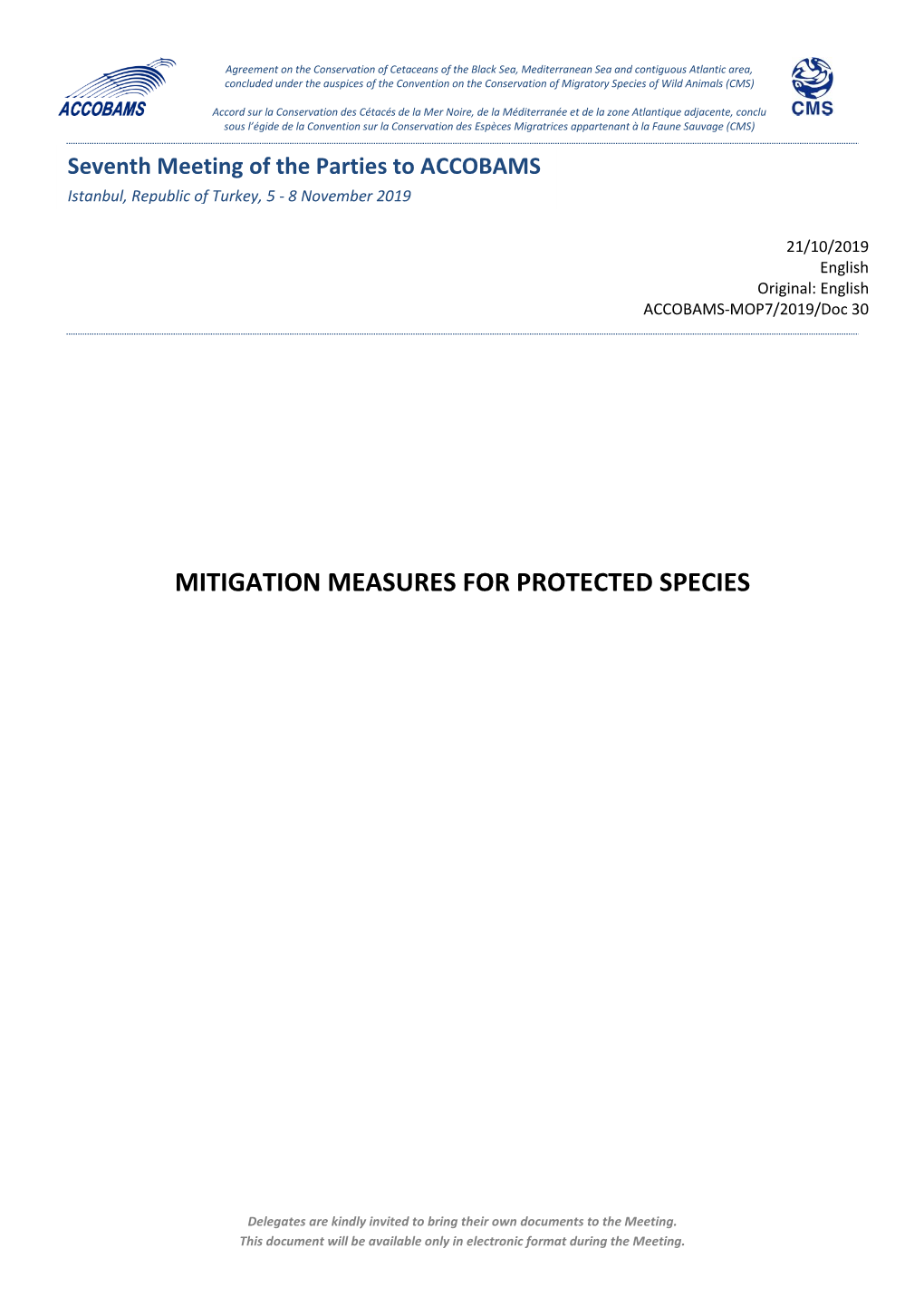 Mitigation Measures for Protected Species