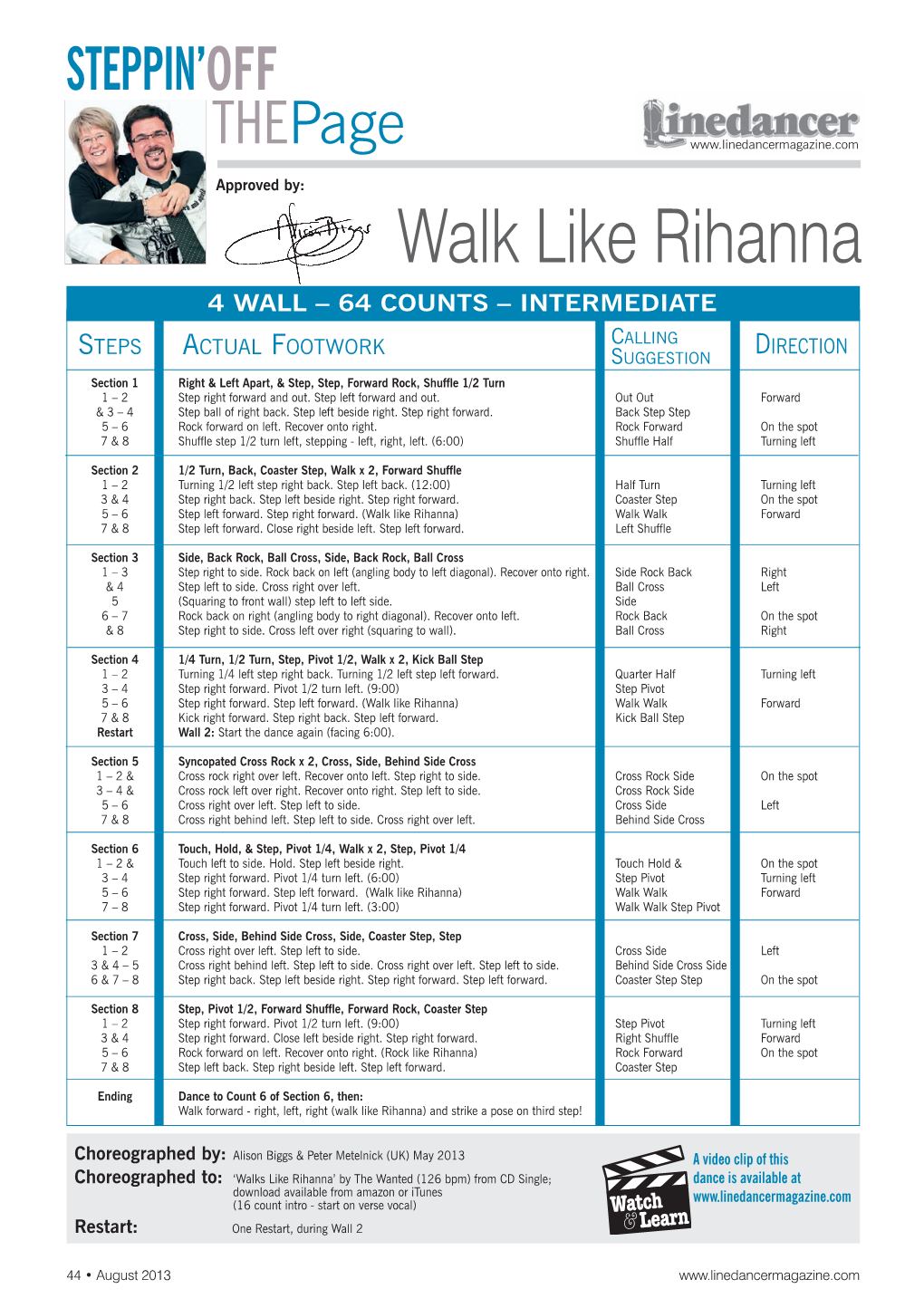 Walk Like Rihanna 4 WALL – 64 COUNTS – INTERMEDIATE