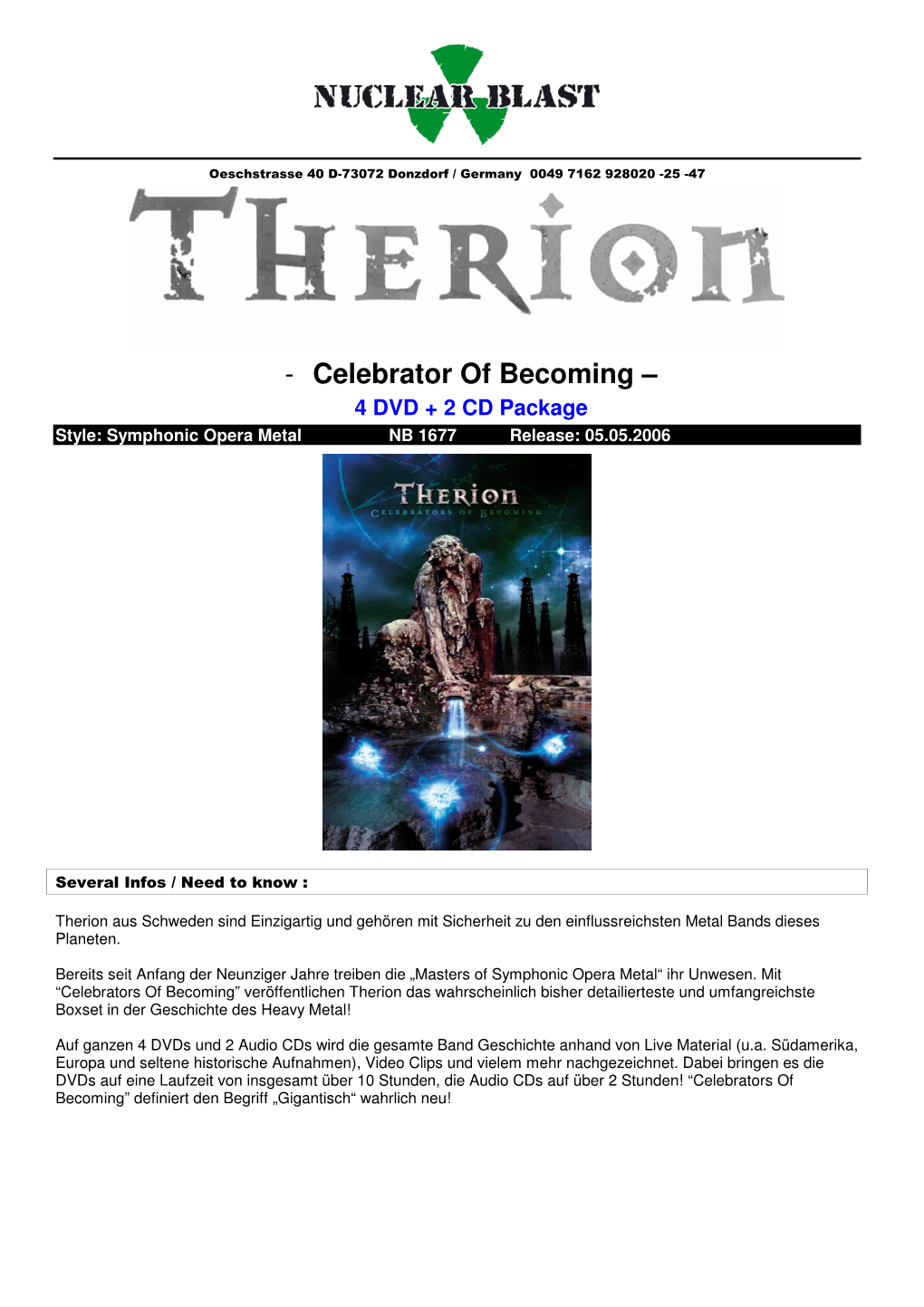 Therion Aus Schweden Sind Einzigartig Und Gehören Mit Sicherheit Zu Den Einflussreichsten Metal Bands Dieses Planeten