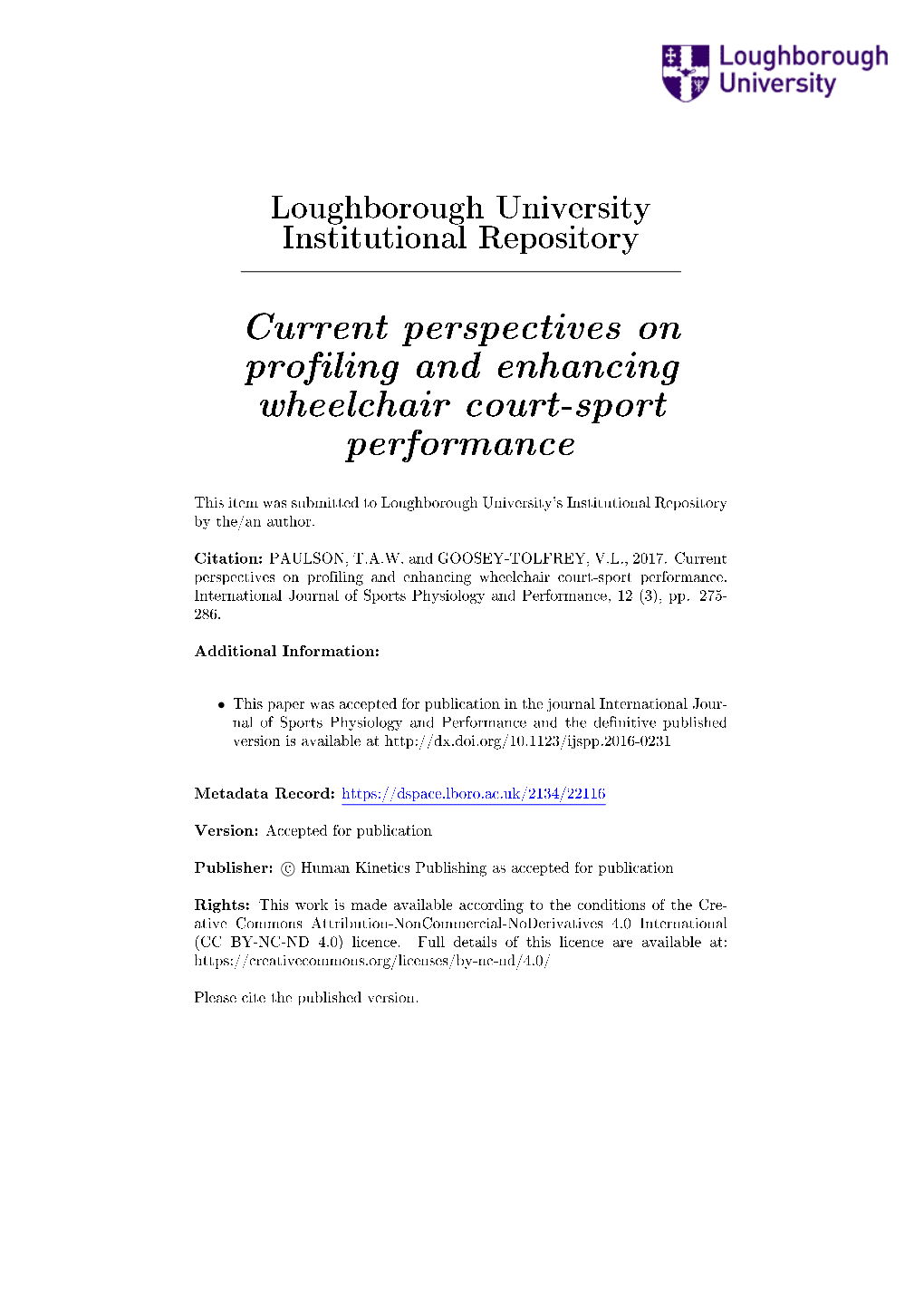 Current Perspectives on Profiling and Enhancing Wheelchair Court-Sport Performance