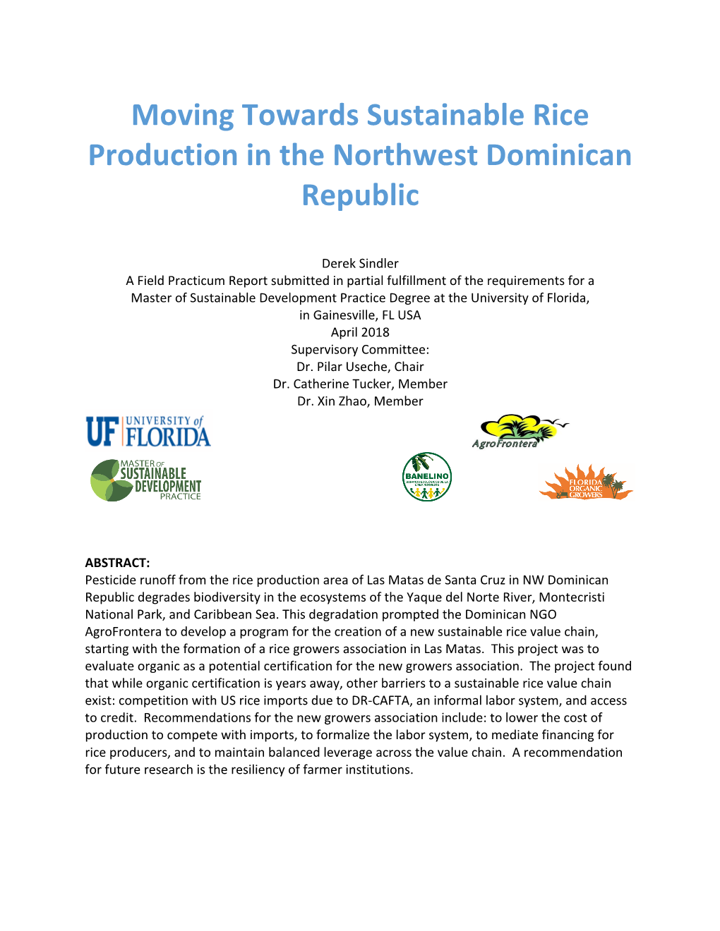 Moving Towards Sustainable Rice Production in the Northwest Dominican Republic