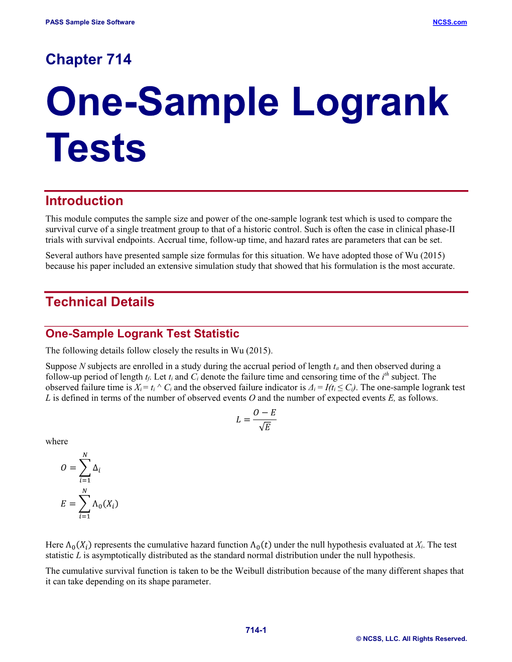 One-Sample Logrank Tests