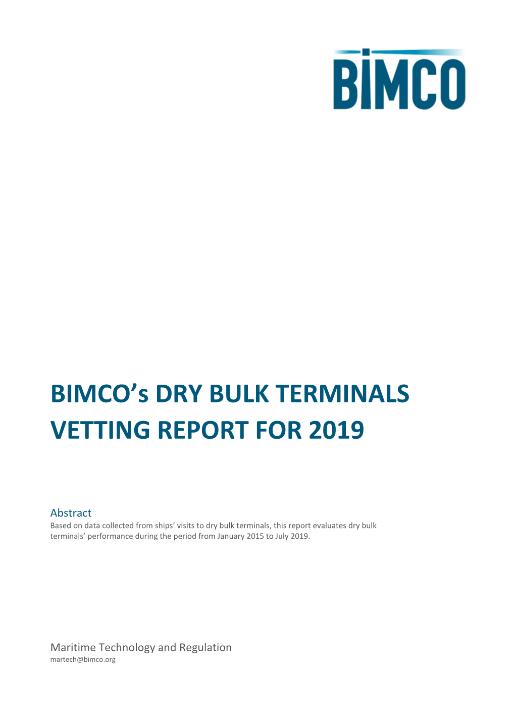 BIMCO's DRY BULK TERMINALS VETTING REPORT for 2019