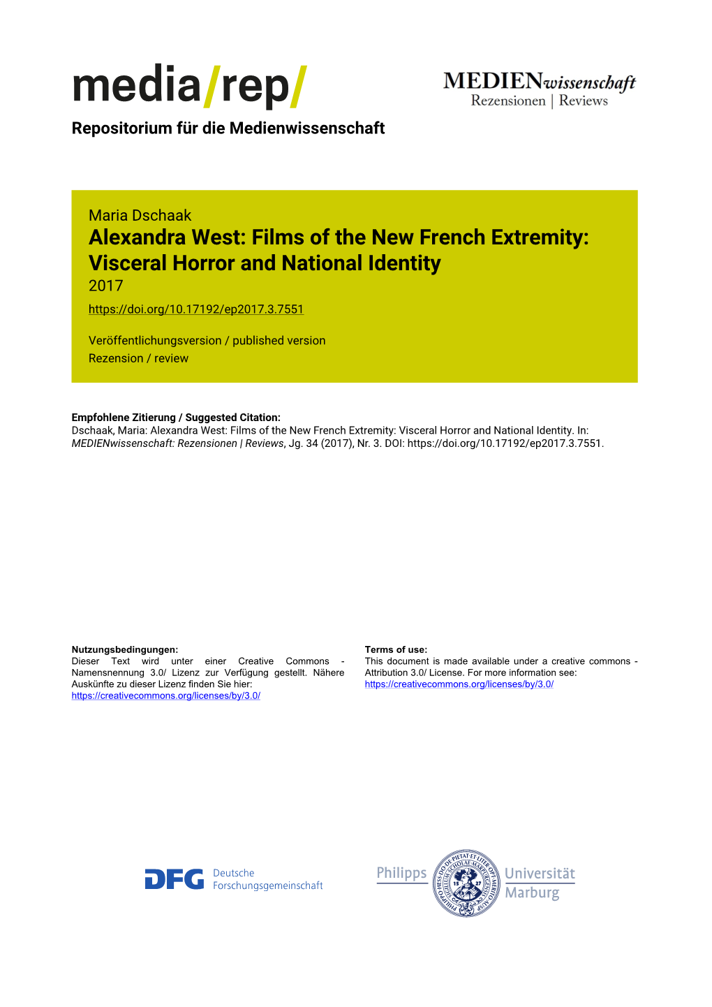 Films of the New French Extremity: Visceral Horror and National Identity 2017