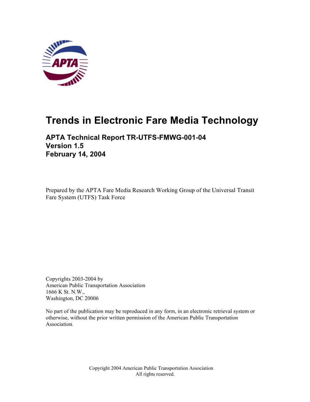 UTFS Trends Electronic Fare Media 1-50