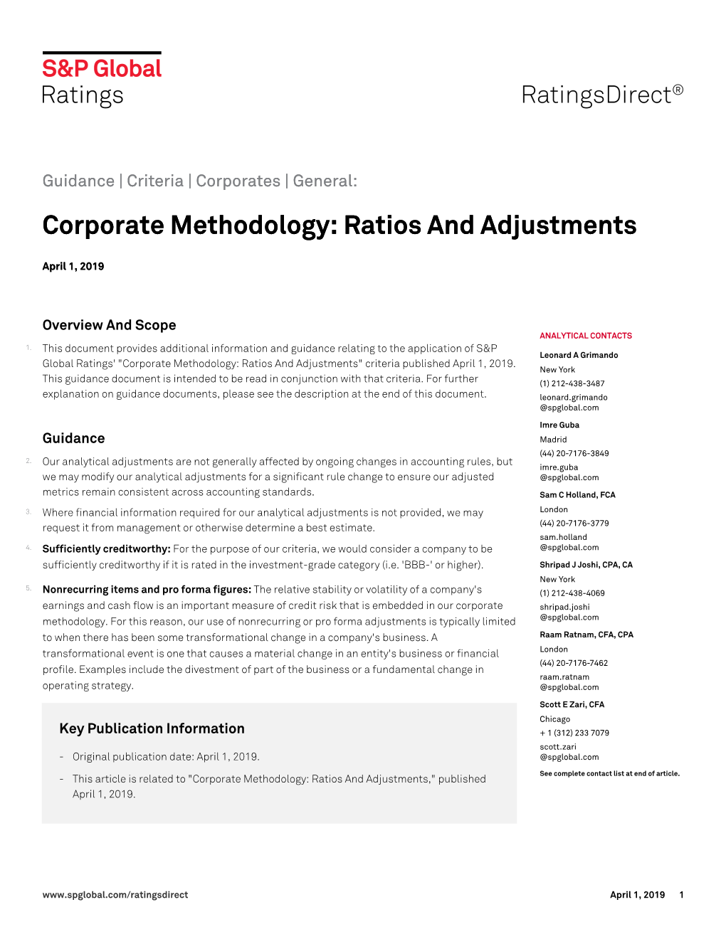 Corporate Methodology: Ratios and Adjustments