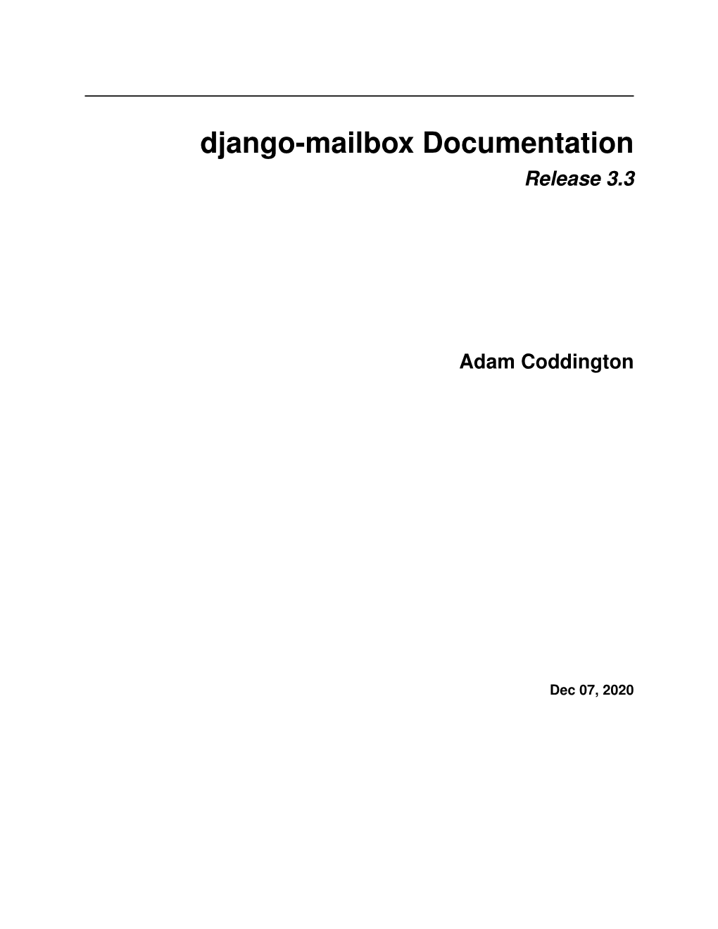 Django-Mailbox Documentation Release 3.3