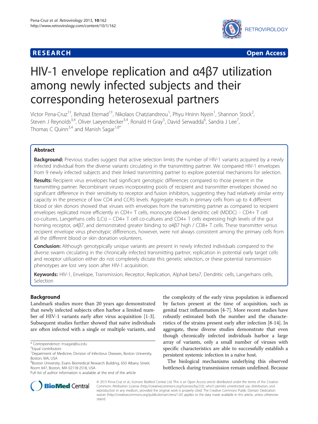 HIV-1 Envelope Replication and Α4β7 Utilization Among Newly Infected