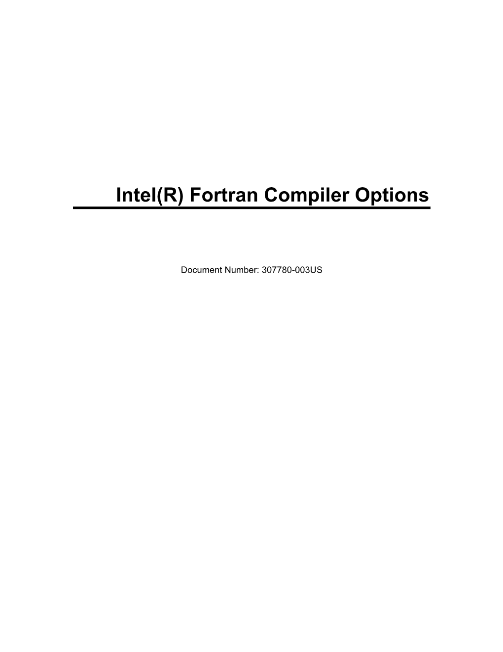 Intel(R) Fortran Compiler Options