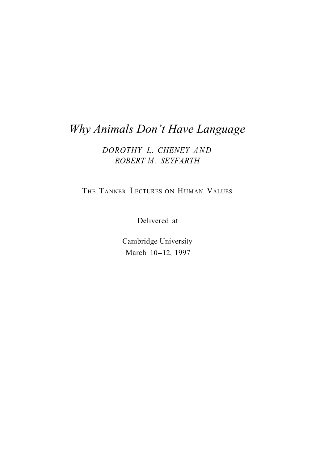 Why Animals Don't Have Language 209