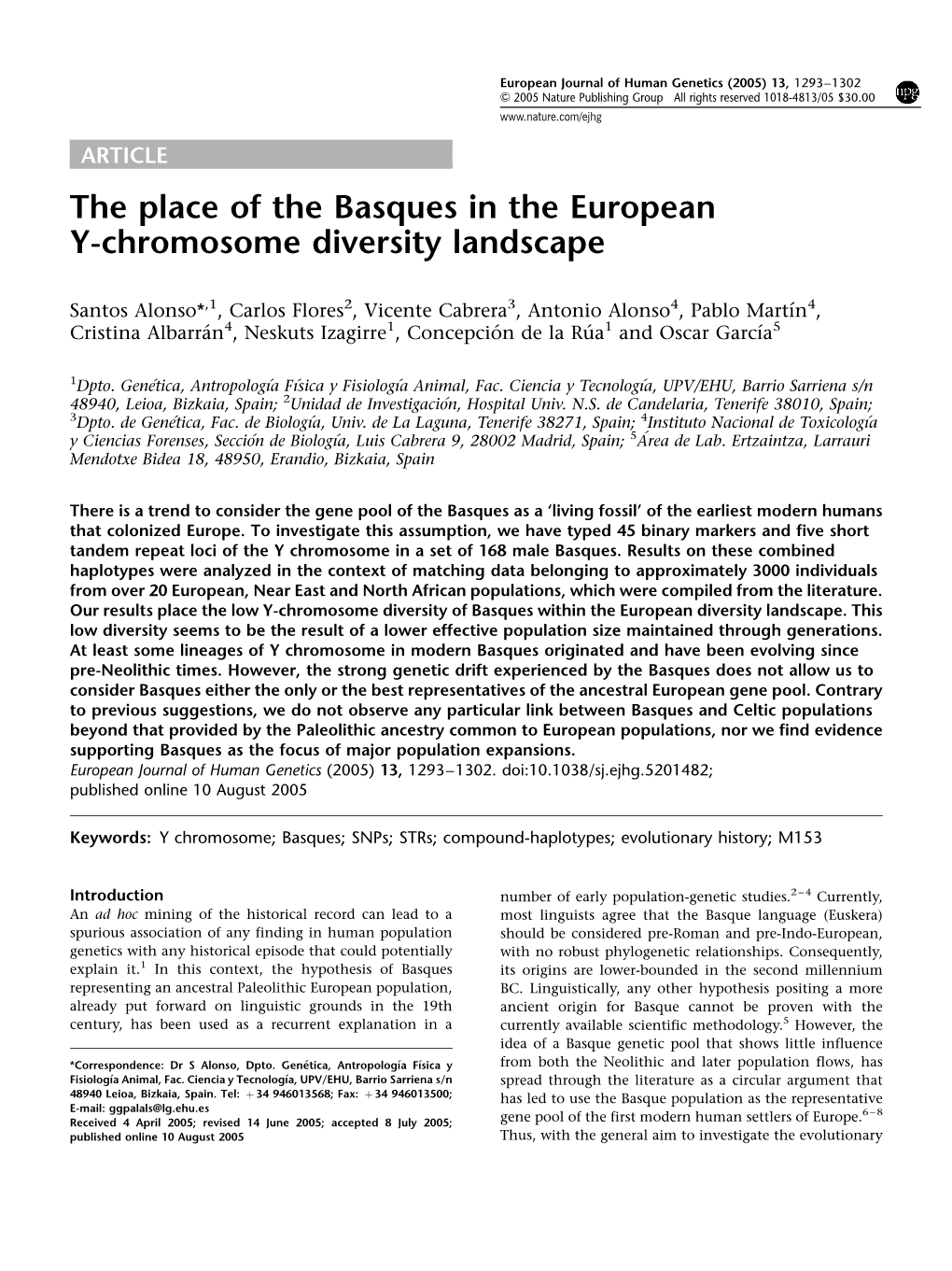 The Place of the Basques in the European Y-Chromosome Diversity Landscape