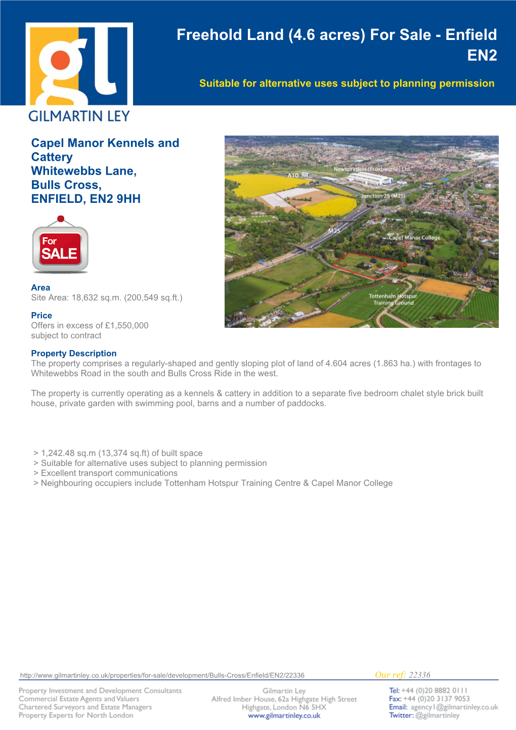 Freehold Land (4.6 Acres) for Sale - Enfield EN2