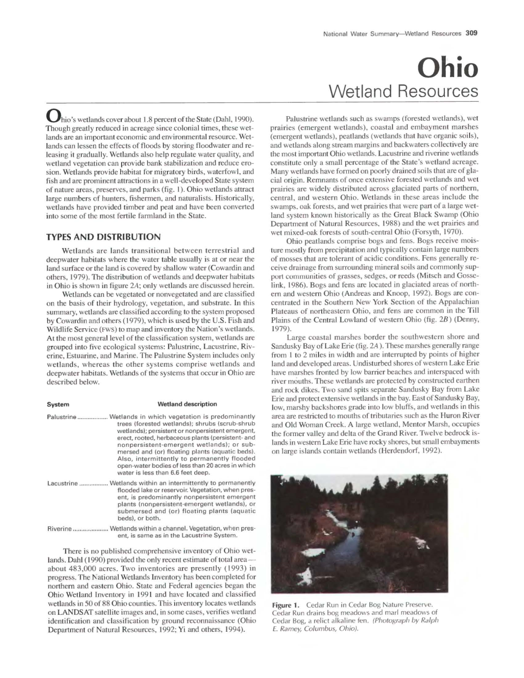 National Water Summary Wetland Resources: Ohio