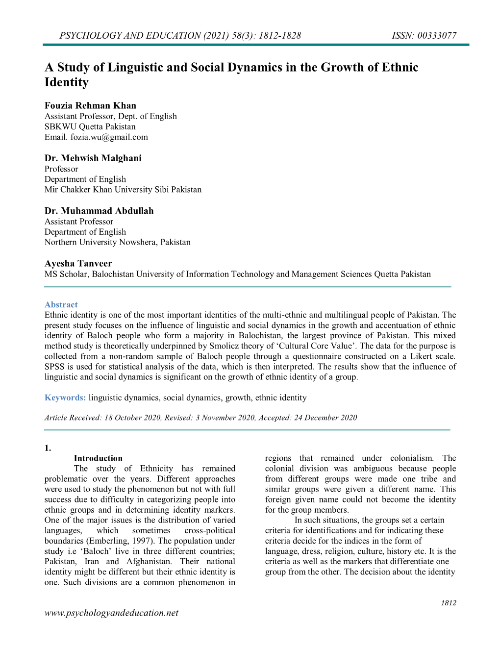 A Study of Linguistic and Social Dynamics in the Growth of Ethnic Identity