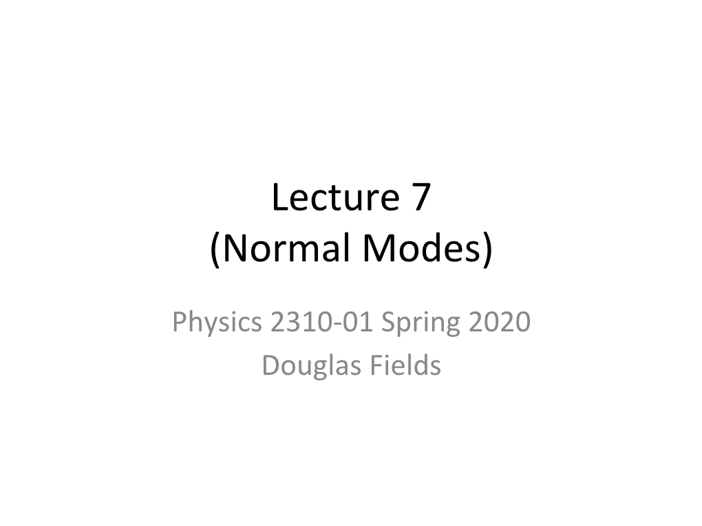 Standing Waves and Normal Modes