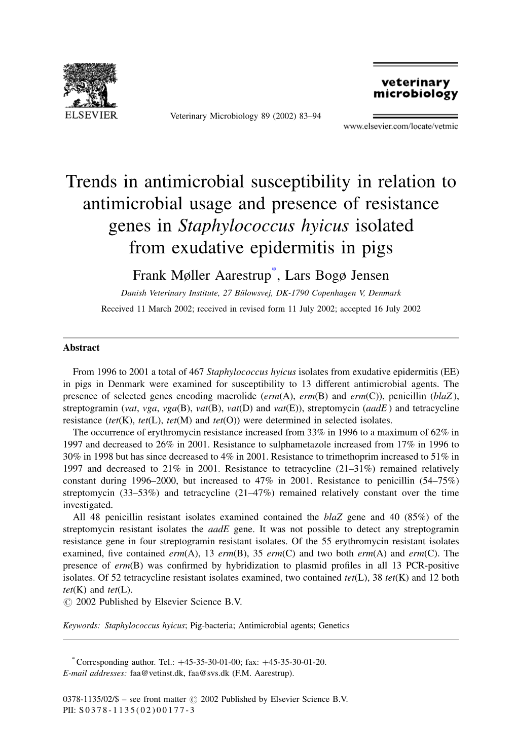 Trends in Antimicrobial Susceptibility in Relation to Antimicrobial Usage