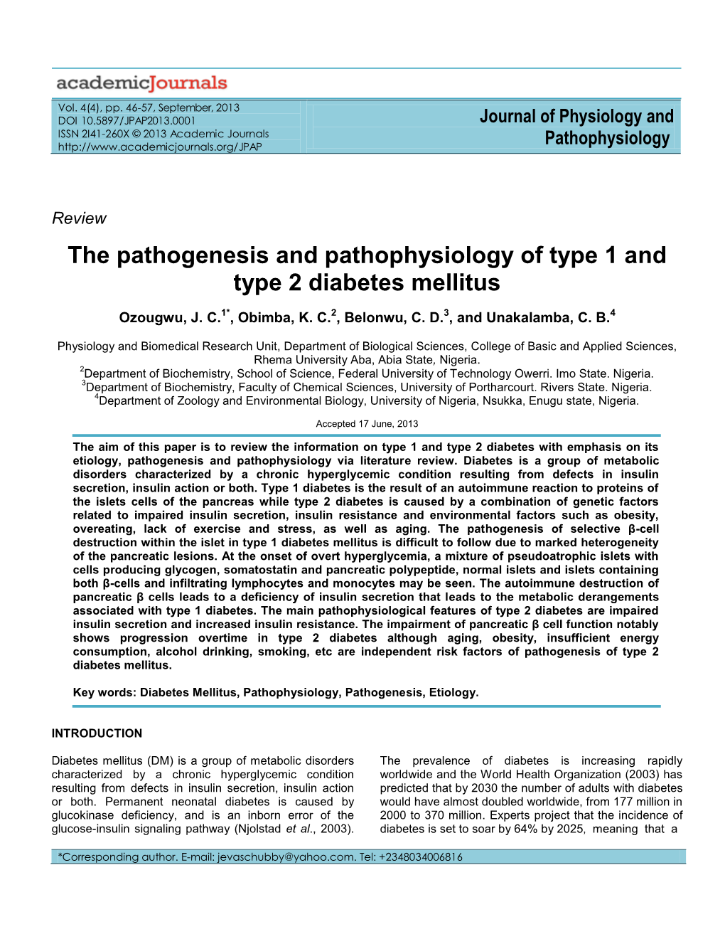 Pathophysiology of Diabetes Mellitus