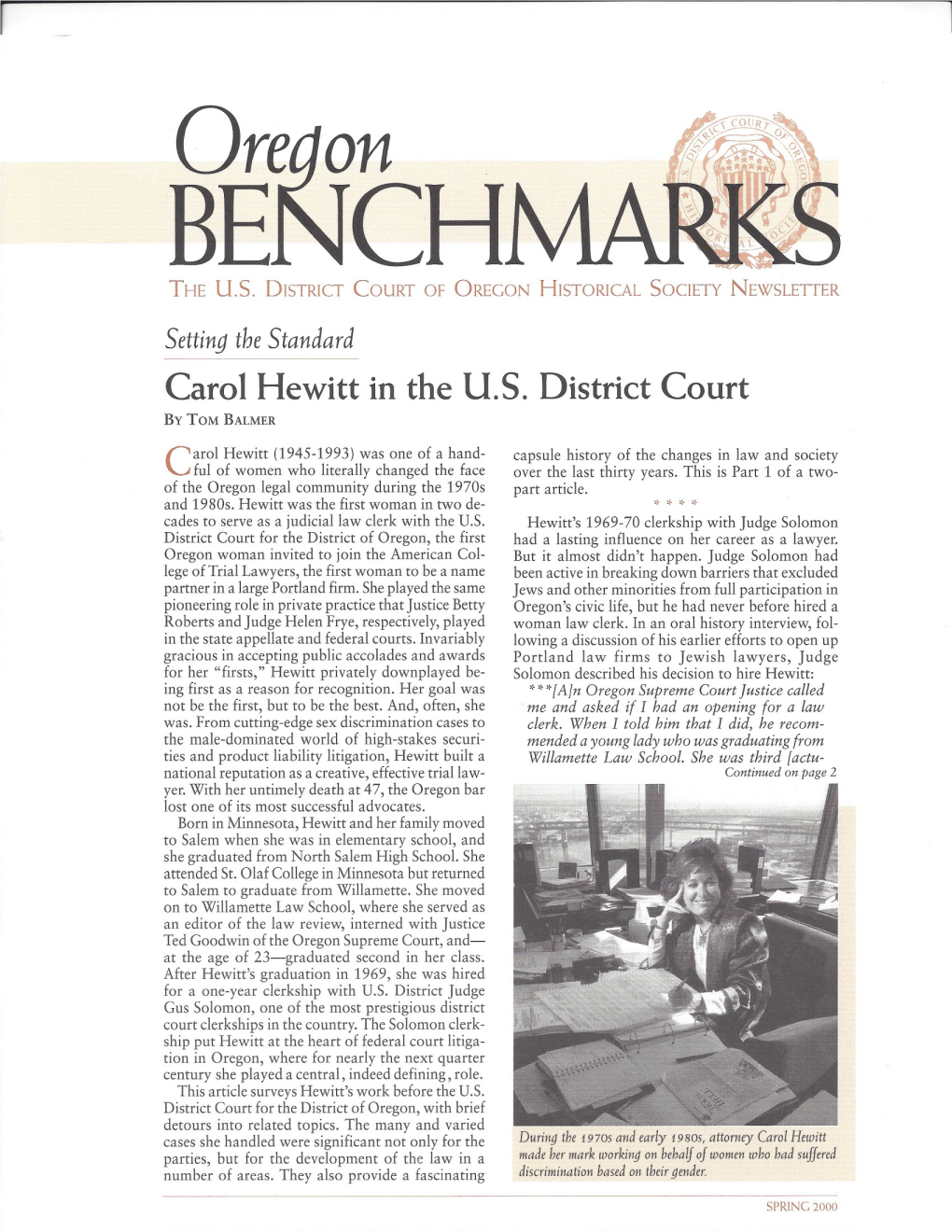Carol Hewitt in the U.S. District Court by TOM BALMER