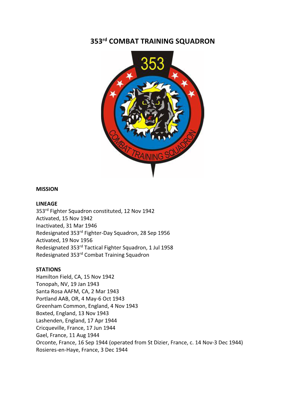 353Rd COMBAT TRAINING SQUADRON