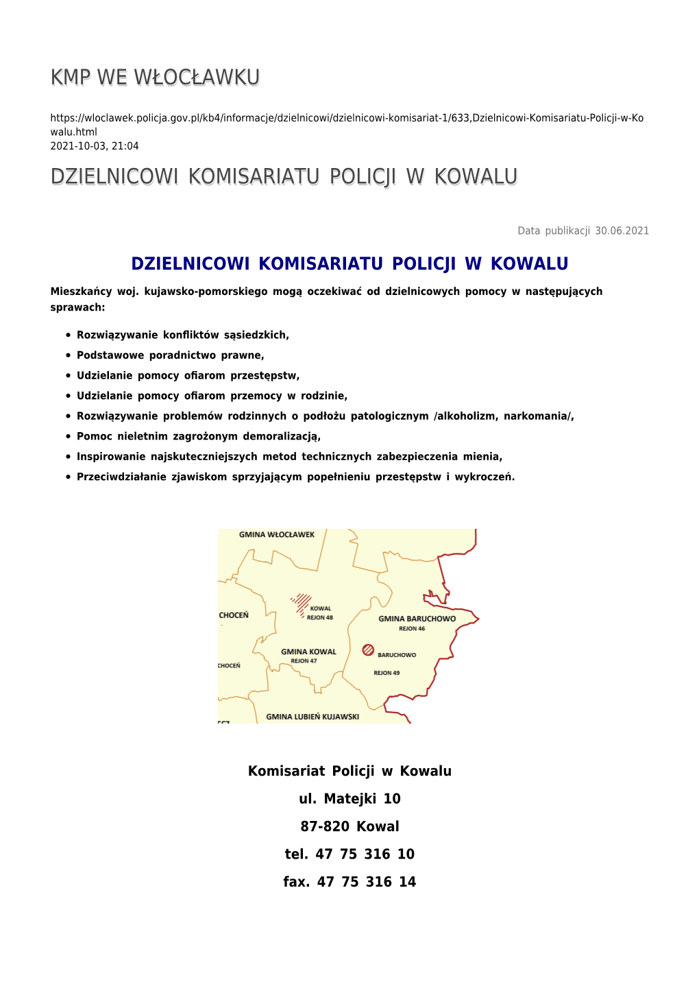 Dzielnicowi Komisariatu Policji W Kowalu