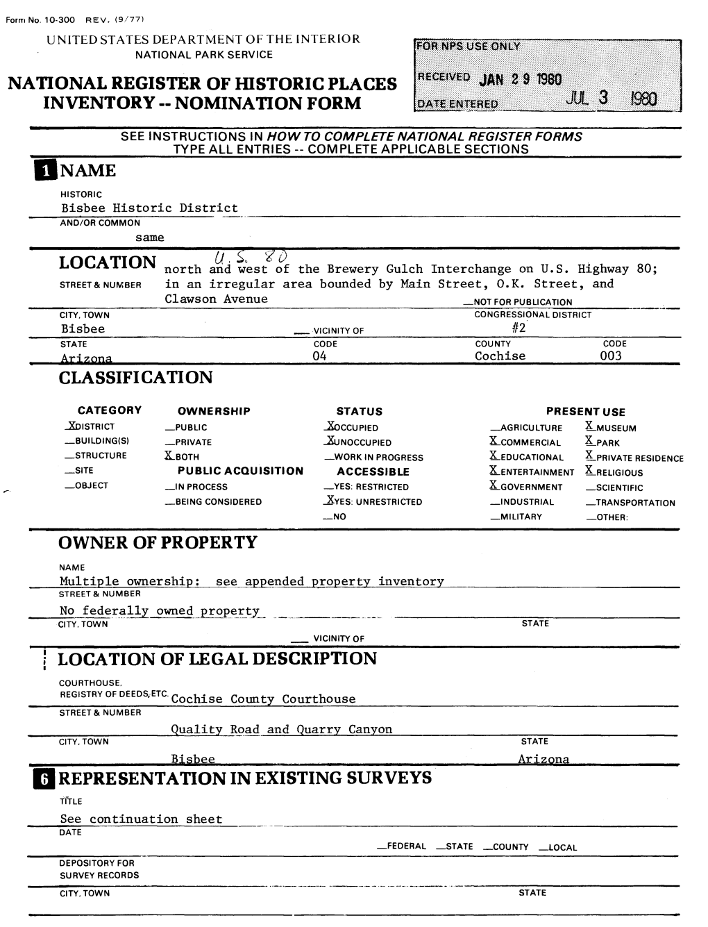 National Register of Historic Places Inventory - Nomination Form