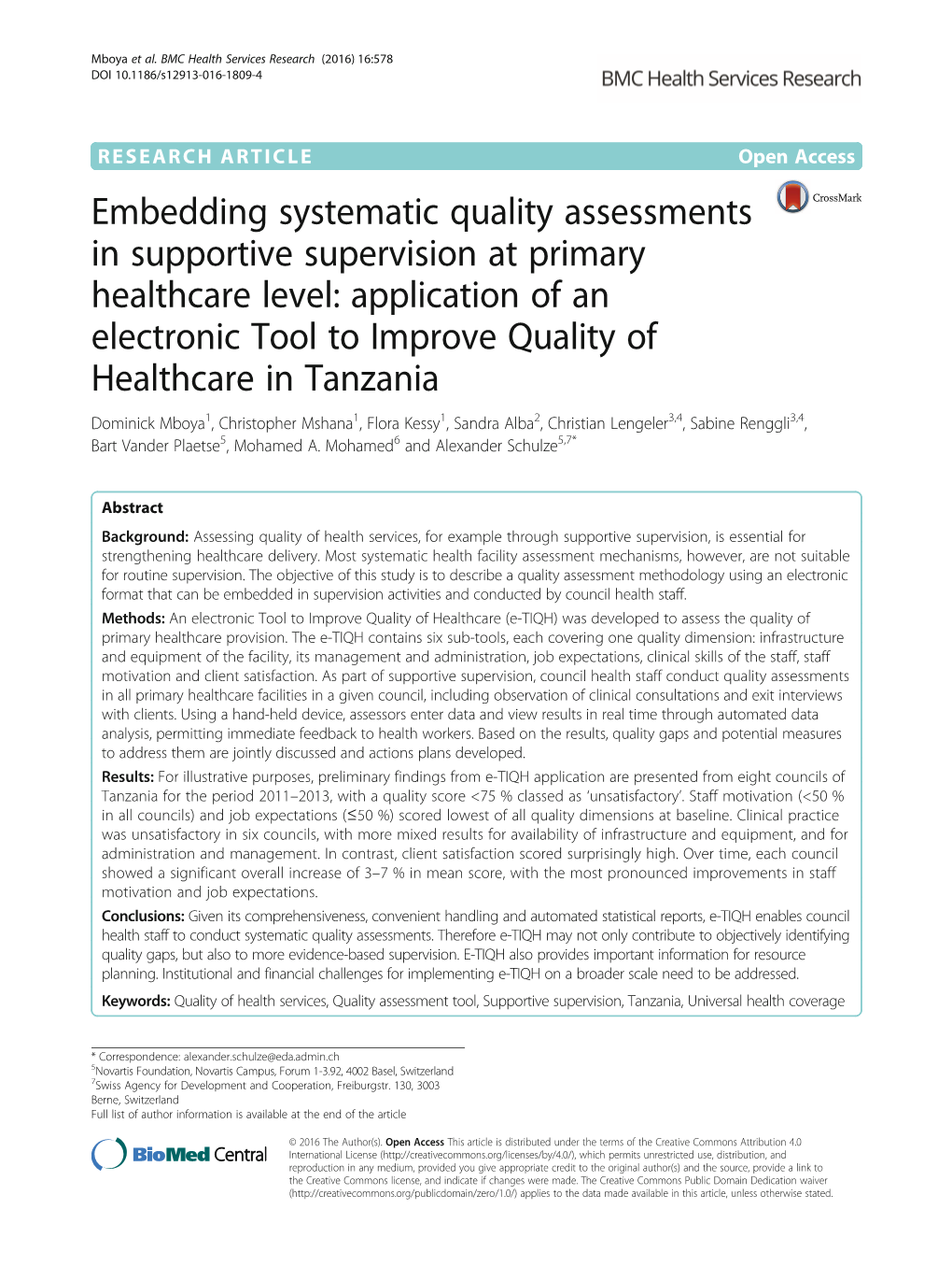 Embedding Systematic Quality Assessments in Supportive