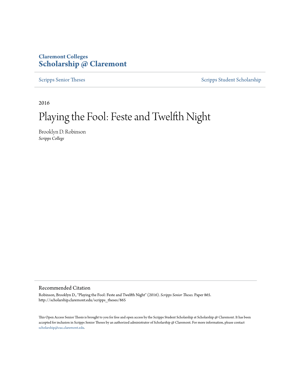 Feste and Twelfth Night