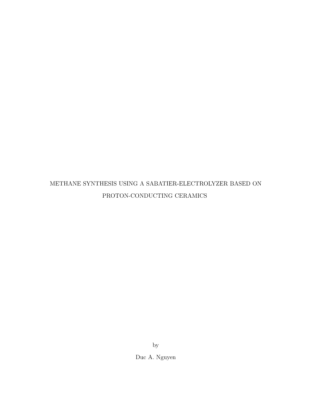 Methane Synthesis Using a Sabatier-Electrolyzer Based on Proton-Conducting Ceramics