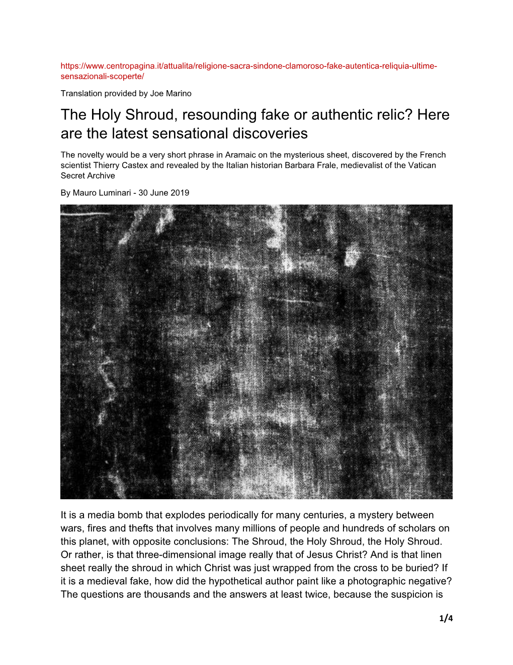 The Holy Shroud, Resounding Fake Or Authentic Relic? Here Are the Latest Sensational Discoveries
