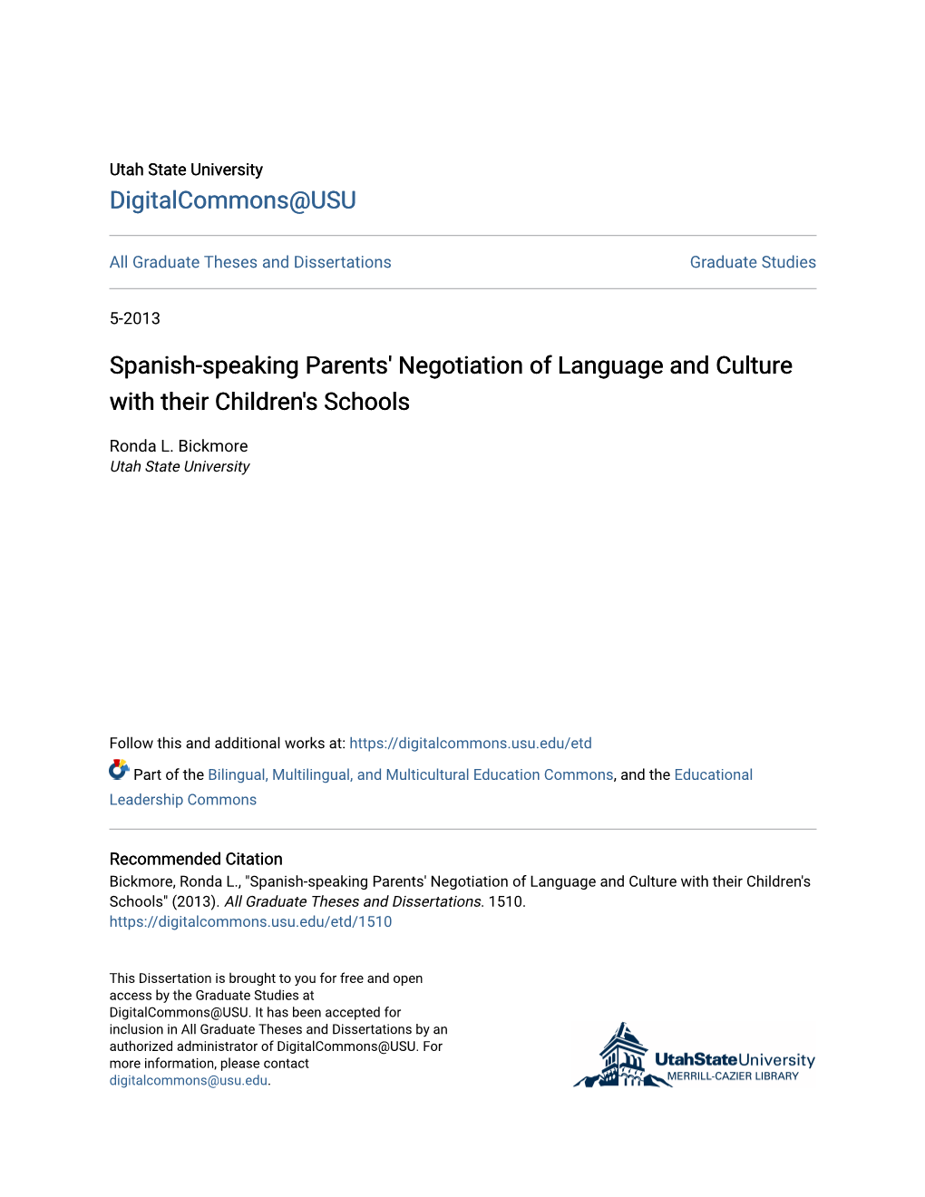 Spanish-Speaking Parents' Negotiation of Language and Culture with Their Children's Schools