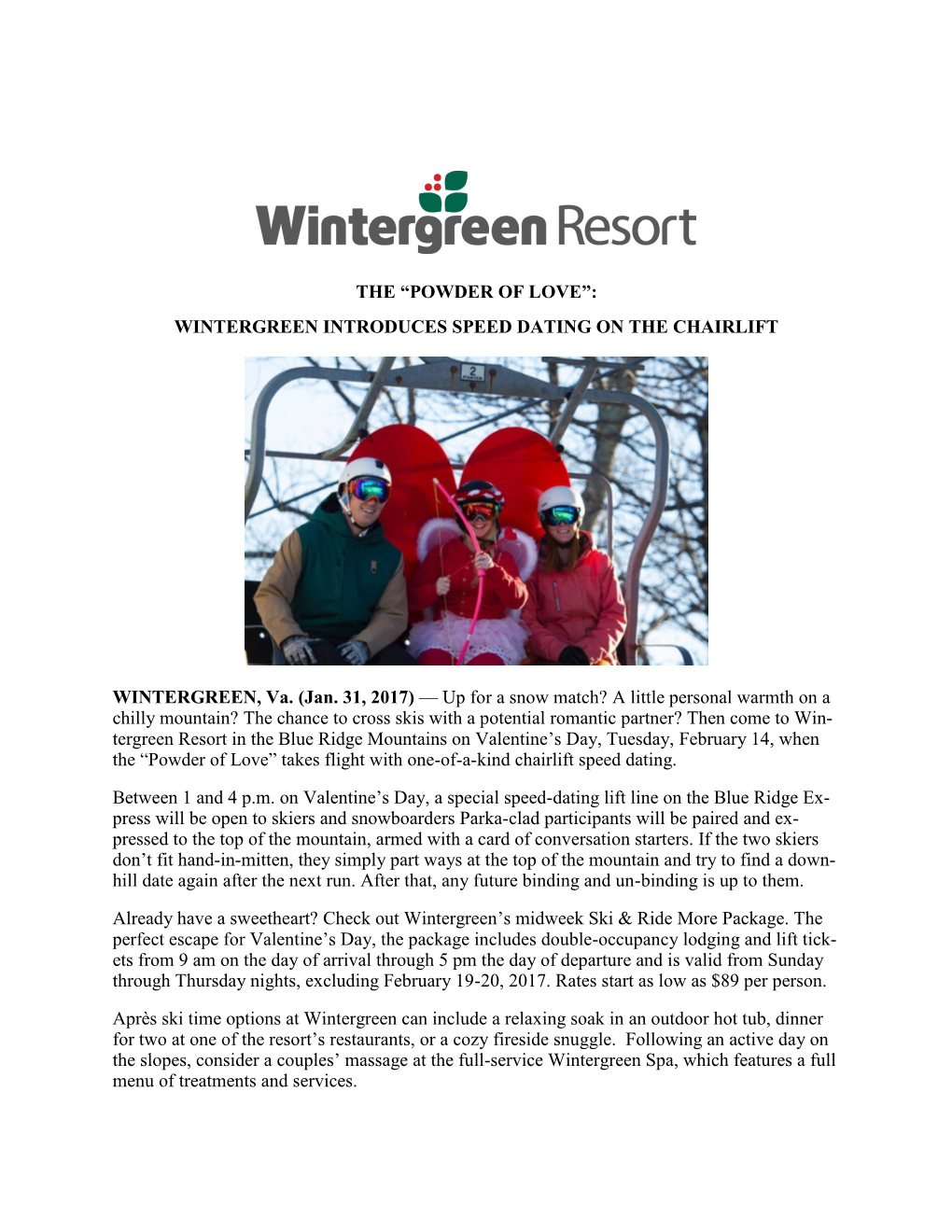 Wintergreen Introduces Speed Dating on the Chairlift