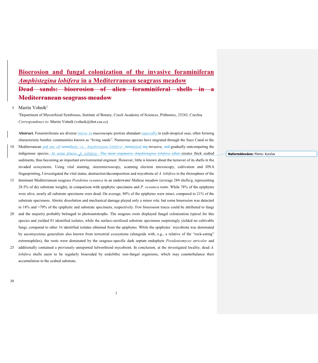 Bioerosion and Fungal Colonization of the Invasive Foraminiferan