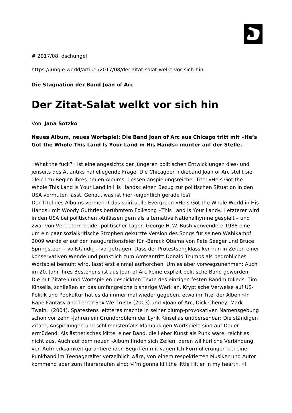 Der Zitat-Salat Welkt Vor Sich Hin