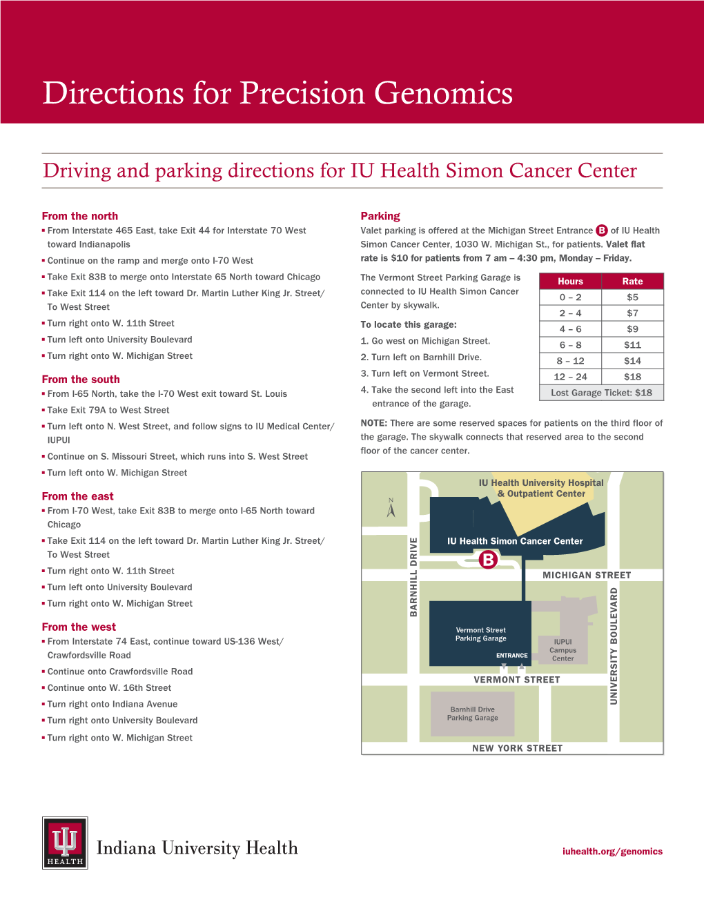 Driving and Parking Directions for IU Health Simon Cancer Center