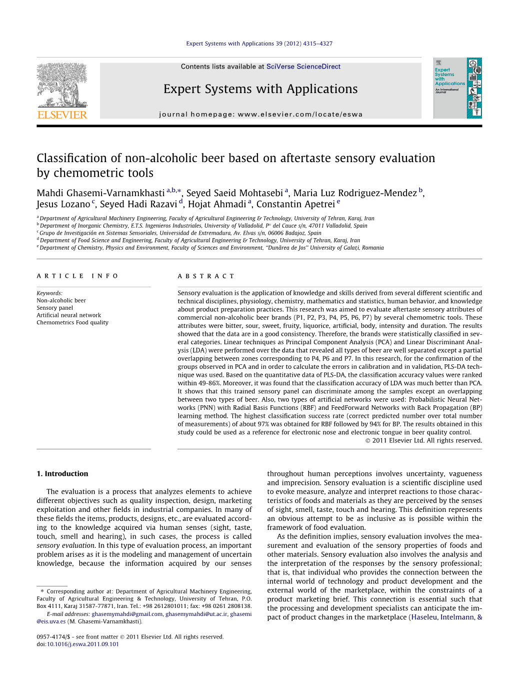 Classification of Non-Alcoholic Beer Based on Aftertaste Sensory Evaluation by Chemometric Tools