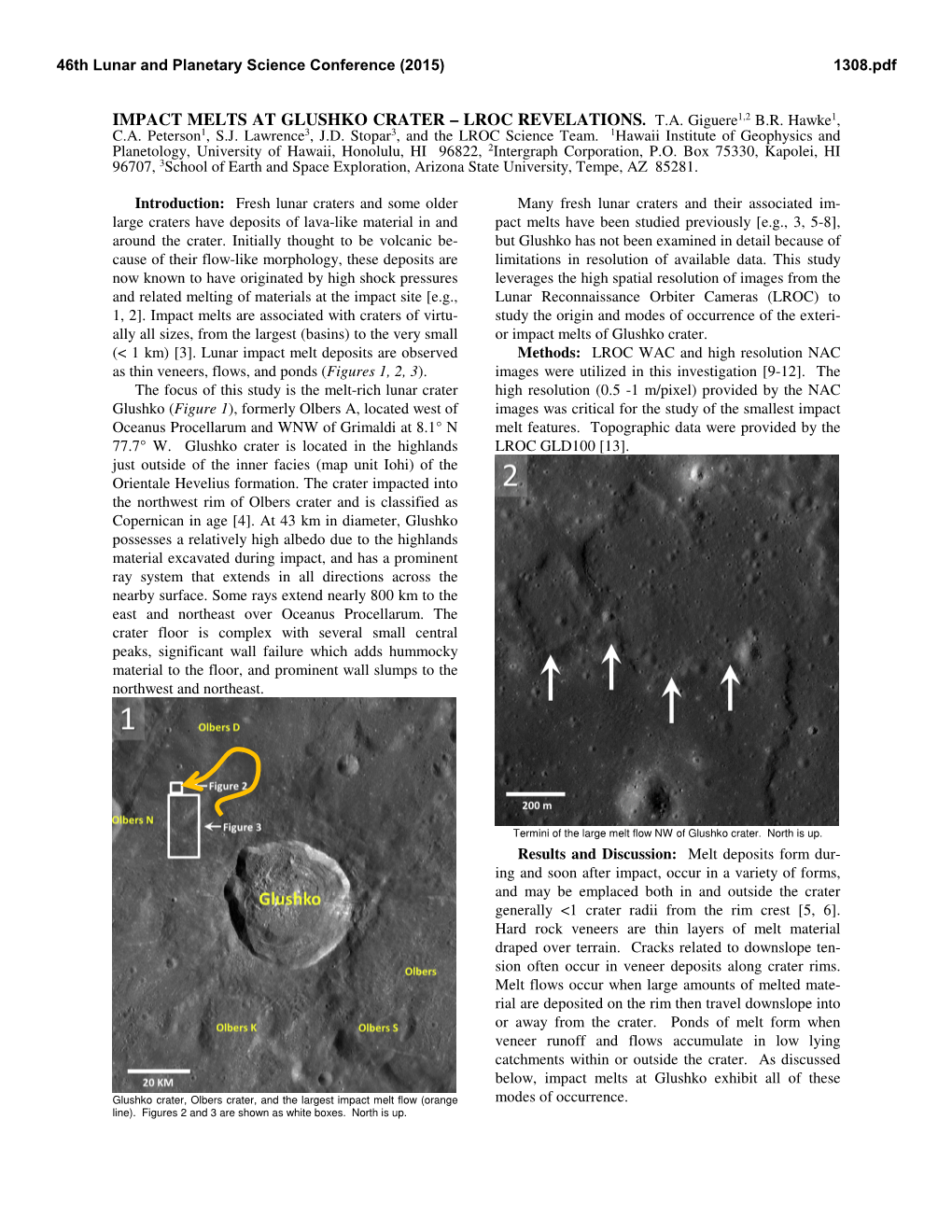 Impact Melts at Glushko Crater – Lroc Revelations