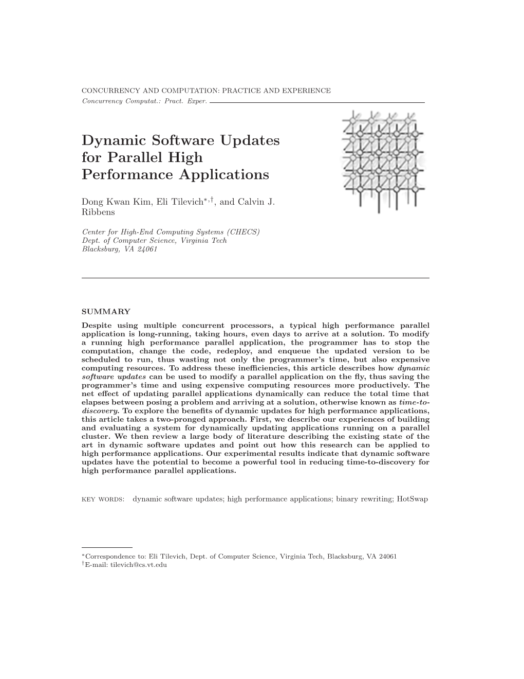 Dynamic Software Updates for Parallel High Performance Applications